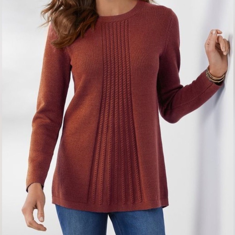 Soft Surroundings Priscilla Pullover Tunic Sweater L Burgundy EUC